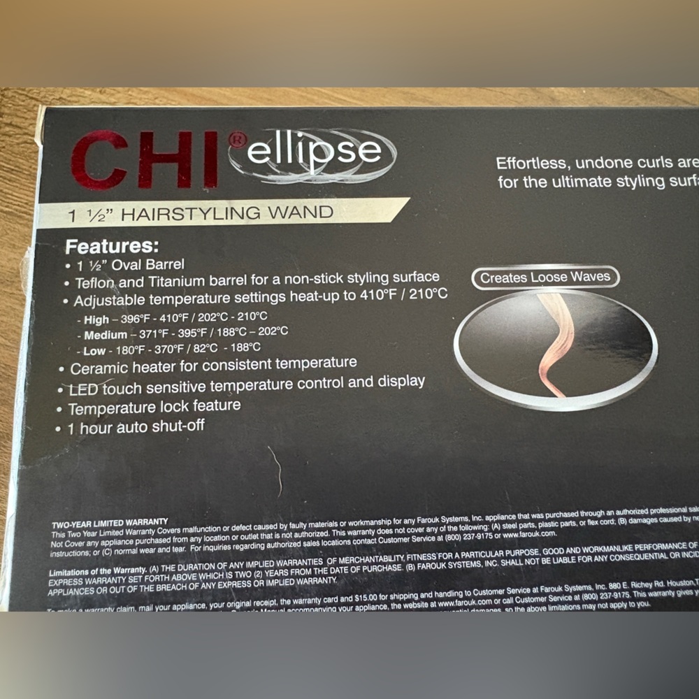 NEW IN BOX Chi Ellipse 1 1/2” Oval Barrel Hairstyling Wand - Picture 10 of 11